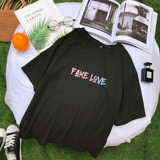 FAKE LOVE Album T Shirts Women Korean Kpop Letter  Tops Camisas Mujer Shirt - Kpopshop