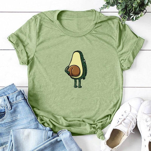 Plus Size Women T-shirt Avocado Pattern Funny T-Shirt Women O-Neck  Tops - Kpopshop