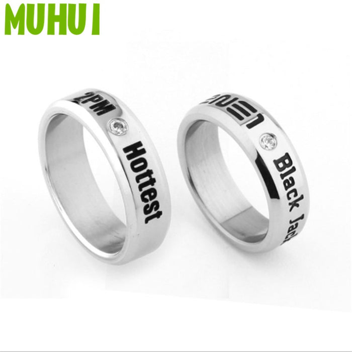 Kpop TVXQ 2NE1 2PM Nichkhun Crystal Rings For Women With Chain