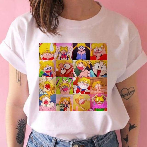 Kpopshop Originals - Funny Sailor Moon Women  Aesthetic 90s T-shirt Tops Tee Short Sleeve - Kpopshop