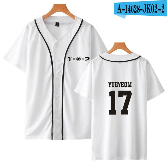 GOT7 KPOP Tshirt Summer Style Printed Jackson Letter Baseball Tshirts Plus Size V Neck Short Sleeve Loose T-shirt Lovers Top