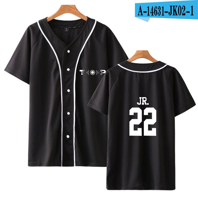 GOT7 KPOP Tshirt Summer Style Printed Jackson Letter Baseball Tshirts Plus Size V Neck Short Sleeve Loose T-shirt Lovers Top