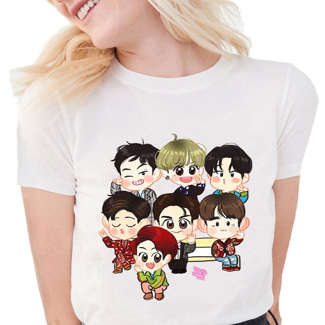 Hot Sale T-shirt GOT7 Kpop JB JR BAMBAM Cute Cartoon T Shirt Women Clothing Casual Tee Tops Female Short Sleeve Summer
