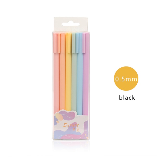 6pcs/set Creative cute Simple small fresh gel pen kawaii Quick drying Cap neutral pen journal supplies