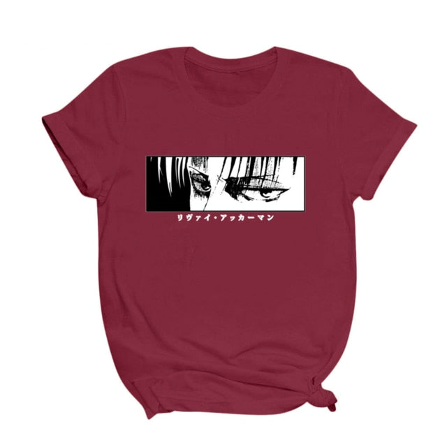 Japanese anime Attack on Titan T-shirt Levi·Ackerman eye print dark punk top Loose Gothic women's T-shirt