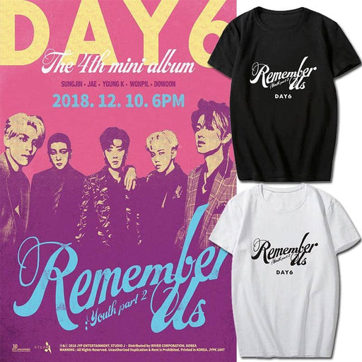 Kpop Newest K-pop DAY6 Album <Remember Us : Youth Part 2> Supporting T-shirt Kpop DAY6 Short Sleeve Tshirt Summer Cotton Tops Fan Collection that you'll fall in love with. At an affordable price at KPOPSHOP, We sell a variety of K-pop DAY6 Album <Remember Us : Youth Part 2> Supporting T-shirt Kpop DAY6 Short Sleeve Tshirt Summer Cotton Tops Fan Collection with Free Shipping.