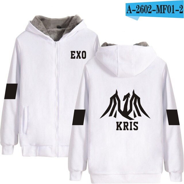 KPOP EXO The Same Style winter hoodie fleece warm Jacket thicken coat long sleeve