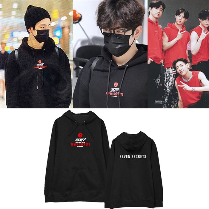 KPOP GOT7 SEVEN SECRETS Album Hoodie Oversized Casual Loose Clothes Pullover Printed Long Sleeve Sweatshirts WY1192