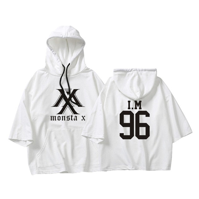 KPOP Korean Hip Hop MONSTA X I.M WONHO MINHYUK Cotton Thin Three Quarter Hoodies Pullovers Hoode Sweatshirts Fans Clothes