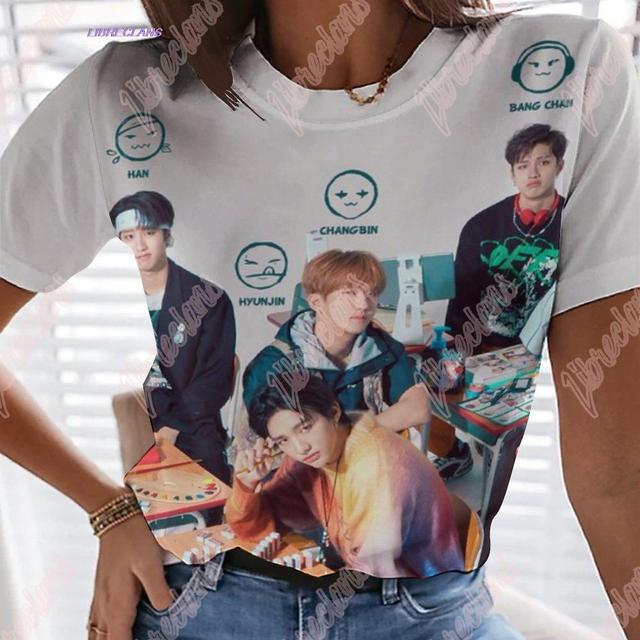 KPOP Stray Kids T Shirt Women StrayKids MINHO JISUNG WOOJIN CHANGBIN FELIX Korean Streetwear