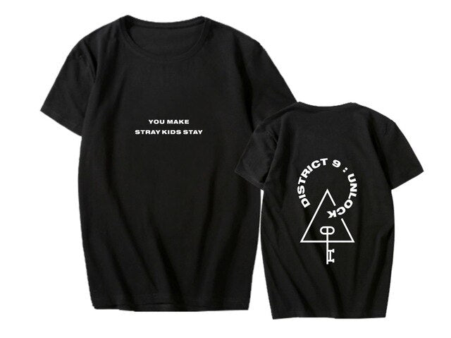 Stray Kids StrayKids Concert District 9 Unlock Short Sleeve T-shirt For Men/Women Korean Streetwear Hip Hop Tee Shirt Sale