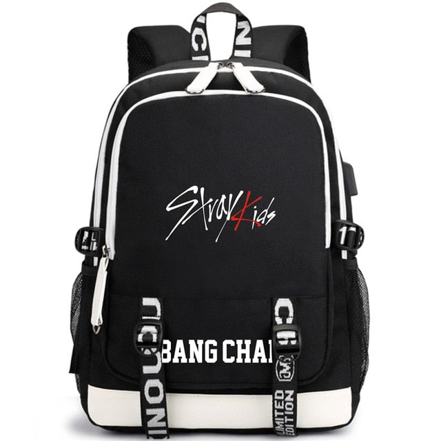 KPOP USB Stray Kids Backpack Black Blue School Bag