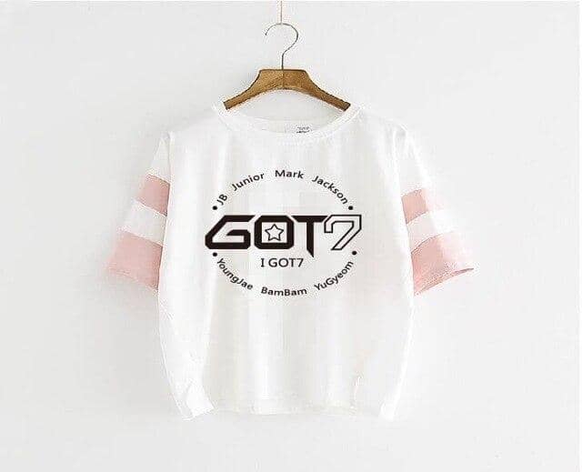 Kpop Newest KPOP fashion GOT7 + The member name 2016 new GOT7 Jackson Wang Blue sleeve pink sleeve T-shirt Short sleeve student Loose coat that you'll fall in love with. At an affordable price at KPOPSHOP, We sell a variety of KPOP fashion GOT7 + The member name 2016 new GOT7 Jackson Wang Blue sleeve pink sleeve T-shirt Short sleeve student Loose coat with Free Shipping.