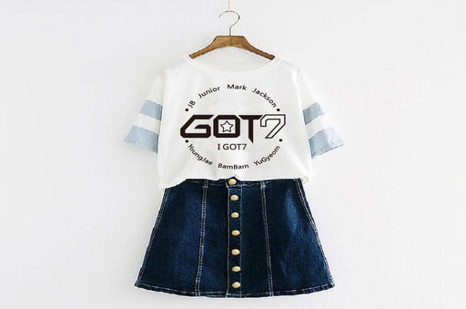 Kpop Newest KPOP fashion GOT7 + The member name 2016 new GOT7 Jackson Wang Blue sleeve pink sleeve T-shirt Short sleeve student Loose coat that you'll fall in love with. At an affordable price at KPOPSHOP, We sell a variety of KPOP fashion GOT7 + The member name 2016 new GOT7 Jackson Wang Blue sleeve pink sleeve T-shirt Short sleeve student Loose coat with Free Shipping.
