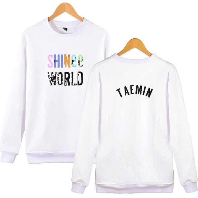KPOP shinee Hoodies Pullover Sweatshirt For Young shinee Fans Support Clothing shinee Menber Name Print Clothes