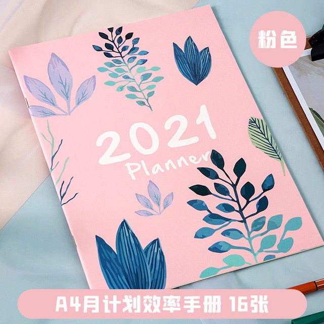 2021 A4 Monthly Plan Notebook Organizer 365 Days Journals DIY Planner Weekly Notepad Kpop Stationery Gift