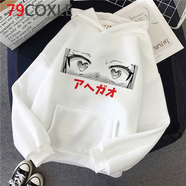 Kawaii Japanese Anime Hoodies Tearful Girl Graphic Hoodie Funny Sad Girl Streetwear Winter  Unisex Sweatshirt Female