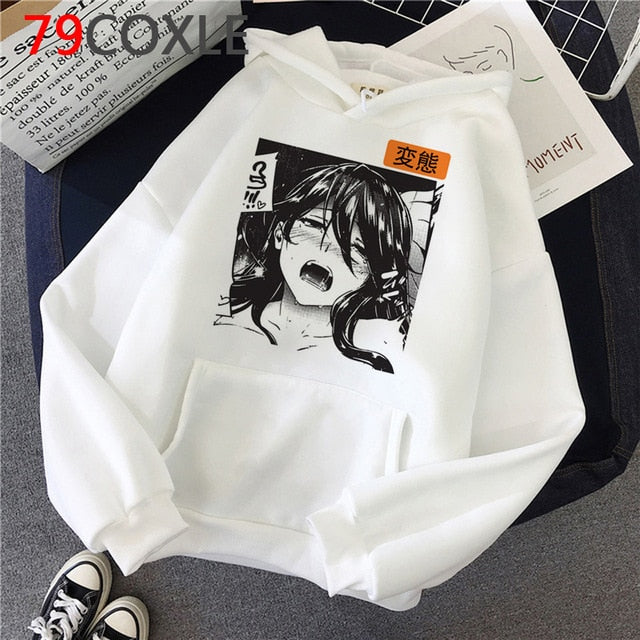 Kawaii Japanese Anime Hoodies Tearful Girl Graphic Hoodie Funny Sad Girl Streetwear Winter  Unisex Sweatshirt Female