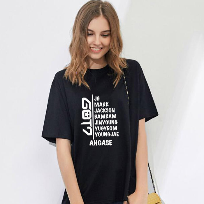 Koean Kpop GOT7 T-shirts Jb Mark Jackson Bambam Jinyoung Yugyeon Youngjae Printed T-shirts for Women Clothes Tee Shirt Femme