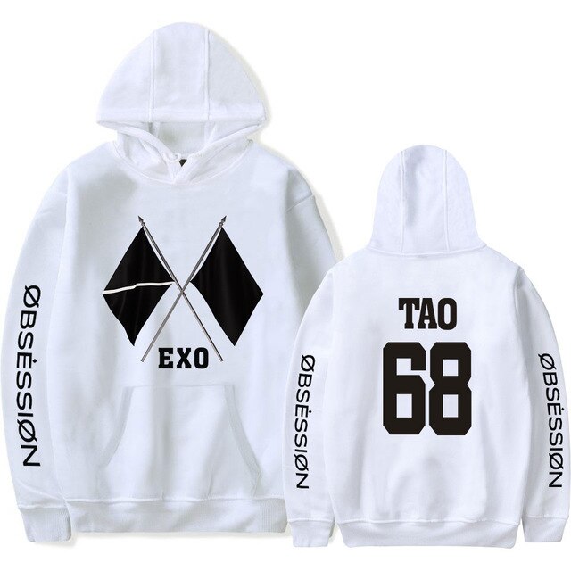 KPOP EXO NEW Logo Hoodie for Women Printed Korean Clothes Album OBSESSION Hoodie Sweatshirt Funny Unisex Tracksuit