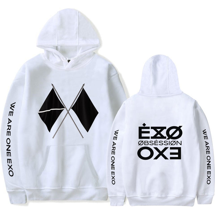 KPOP EXO NEW Logo Hoodie for Women Printed Korean Clothes Album OBSESSION Hoodie Sweatshirt Funny Unisex Tracksuit