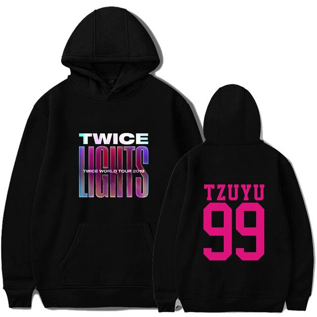 Korean Kpop TWICE World Tour TWICELIGHTS MOMO TZUYU NAYEON Print Hooded Sweatshirt