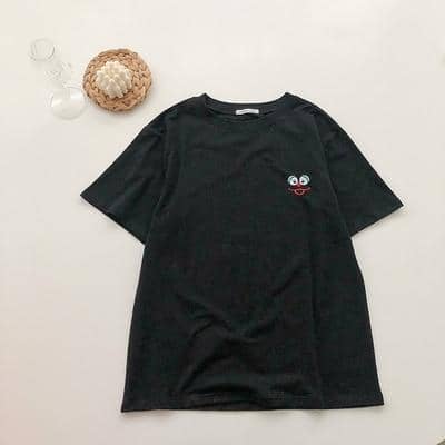 Kpopshop Originals - Korean Embroidery Loose All-match Simple T-shirts Women Candy colors - Kpopshop