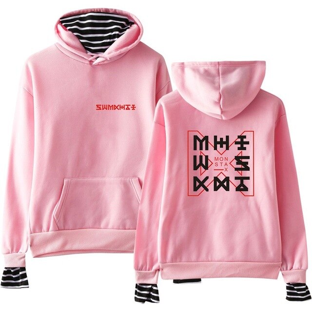 Kpop Monsta X Women Men Fake Two Piece Sweatshirt Female  Pullover  Sudadera - Kpopshop