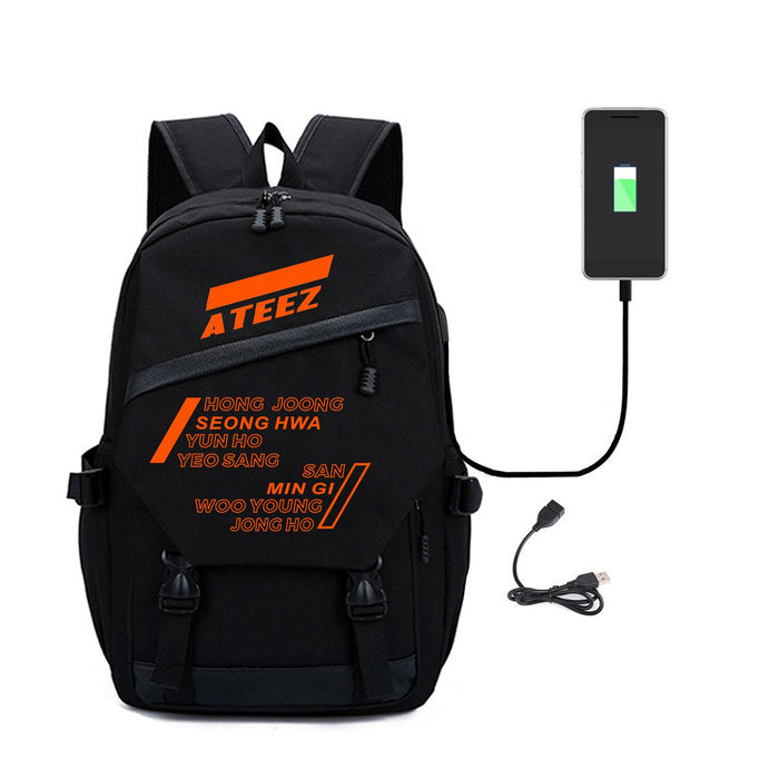 Kpop ATEEZ Backpack Fashion member schoolbag high quality black Backpack peripheral computer bag new arrivals polyester fabrics