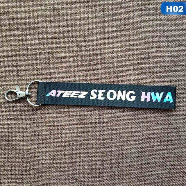 Kpop ATEEZ Member Laser Lanyard Keychain Mobile Phone Hang Rope Key Chains Keyring Kpop ATEEZ Pendant High Quality New Arrivals