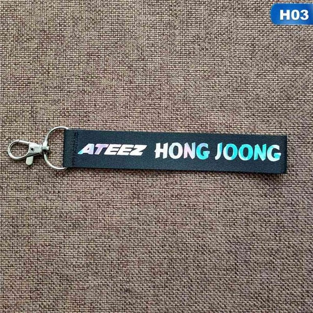 Kpop ATEEZ Member Laser Lanyard Keychain Mobile Phone Hang Rope Key Chains Keyring Kpop ATEEZ Pendant High Quality New Arrivals