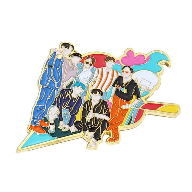 Kpop Bangtan Boys New Album Dynamite Lapel Pins Metal Badge Brooch Accessories Jewelry Gift for Fans Collection Accessories