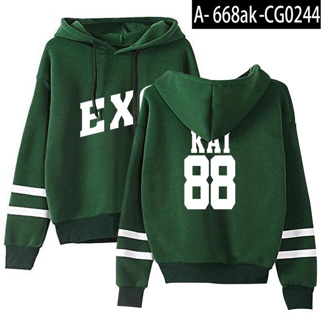 Kpop EXO Hoodies Women Casual Tracksuit Loose Hoodie Sweatshirt Number Printed Korean Loose Sweatshirts Soft Simple
