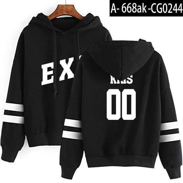 Kpop EXO Sweatshirt Women Chanyeol Casual Tracksuit Loose Hoodie Sweatshirt Korean Style Loose Sweatshirts Soft Simple