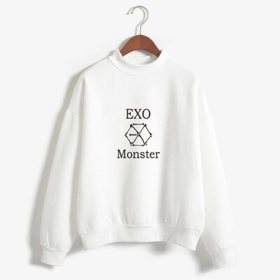 Kpop Exo Sweatshirt Women Autumn Winter Hoodies Letters Printed Fleece Pullover K-pop moletom Clothes