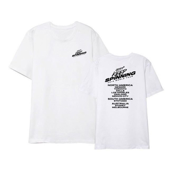 Kpop GOT7 KEEP SPINNING Album Shirts Hip Hop Casual Loose Clothes Tshirt T Shirt Short Sleeve Tops T-shirt DX1095