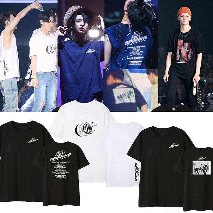 Kpop GOT7 KEEP SPINNING Album Shirts Hip Hop Casual Loose Clothes Tshirt T Shirt Short Sleeve Tops T-shirt DX1095