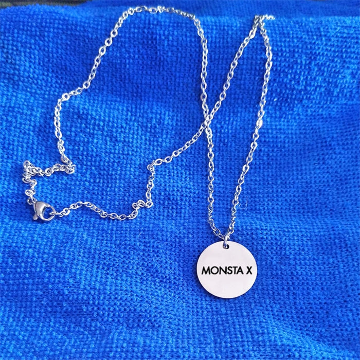 Kpop Group Monsta x TWICE Seventeen EXO Simple Pendant Choker Necklace Women Stainless Steel Never Fade Jewelry Collares