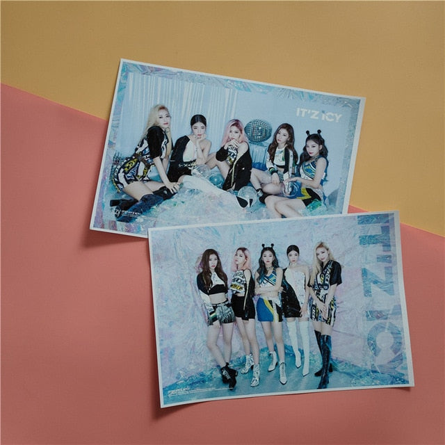 Kpop ITZY New Album ICY Clear HD Printing Wall Photo Poster Stickers Yeji Lia Ryujin Yuna Self-adhesive Pictorial Fans Gifts
