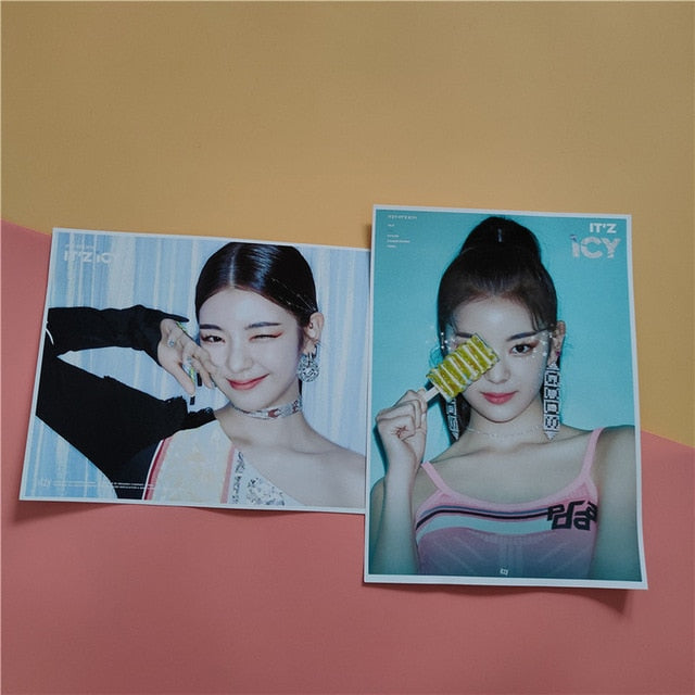 Kpop ITZY New Album ICY Clear HD Printing Wall Photo Poster Stickers Yeji Lia Ryujin Yuna Self-adhesive Pictorial Fans Gifts