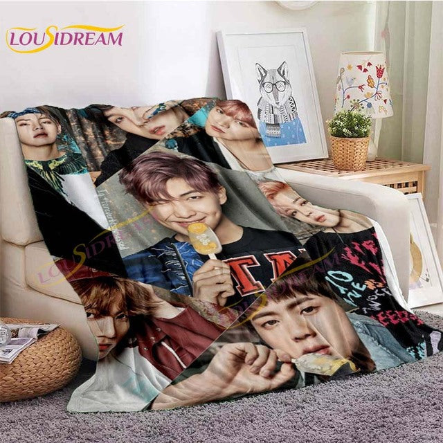 Kpop Bangtan Boys Stray Kids Blanket IDOL Fanart Blanket for Home Sofa Picnic Travel