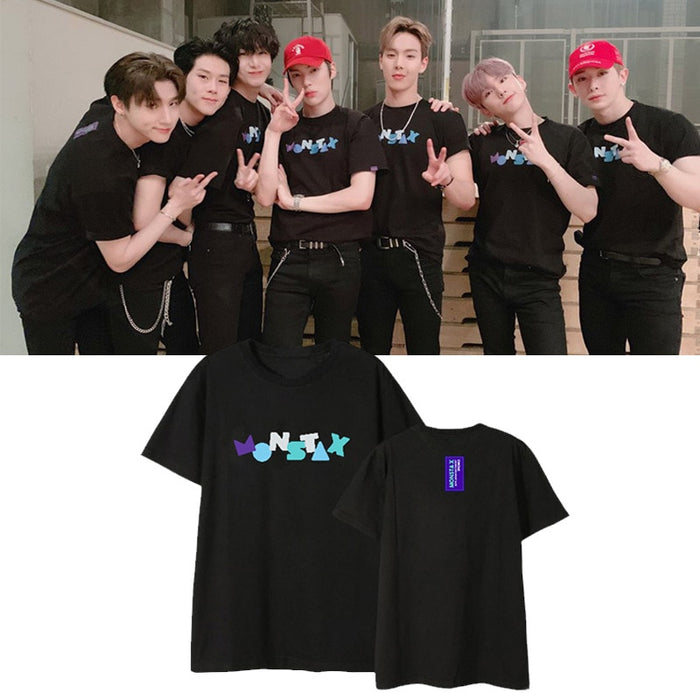 MONSTA X JAPAN FAN CONCERT Album Shirts Hip Hop Casual Loose Clothes T-shirt T Shirt Short Sleeve Tops T-shirt