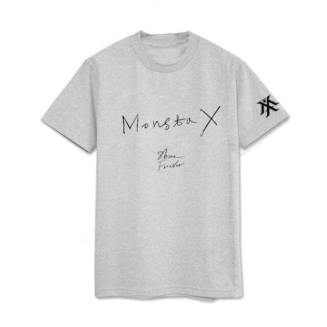 Kpop MONSTA X SHINE FOREVER Album Shirts K-POP Casual Cotton Tshirt T Shirt Short Sleeve Tops T-shirt - Kpopshop