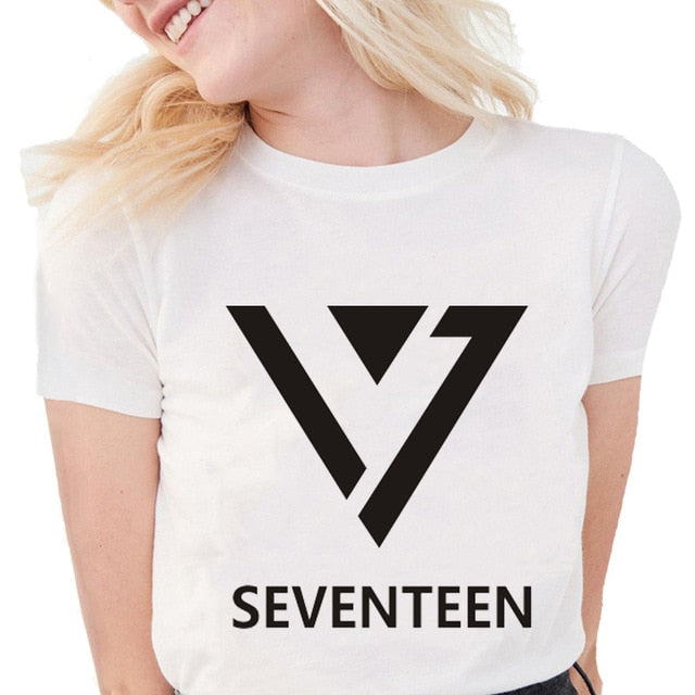 Kpop Seventeen Print T Shirt Women Summer Short Sleeve Shirt