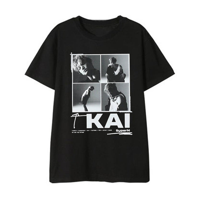 Kpop SuperM Super M BAEKHYUN MARK TAEMIN AR Shirts Fashion Official Same Style Loose Tshirt T Shirt Short Sleeve Tops T-shirt