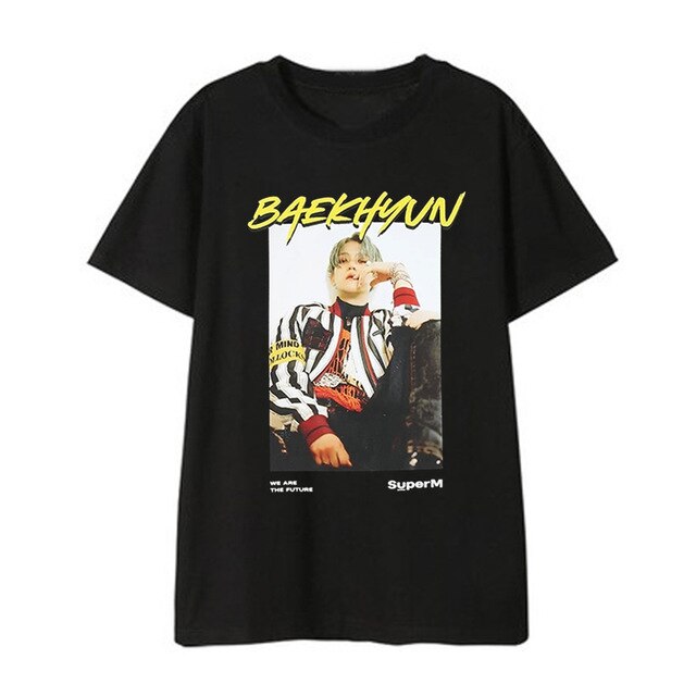 Kpop SuperM Super M BAEKHYUN MARK TAEMIN AR Shirts Fashion Official Same Style Loose Tshirt T Shirt Short Sleeve Tops T-shirt