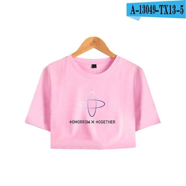 Kpop TXT TOMORROW X TOGETHER Group Logo YEONJUN Women Short T-shirt Pullover Sexy Tee - Kpopshop