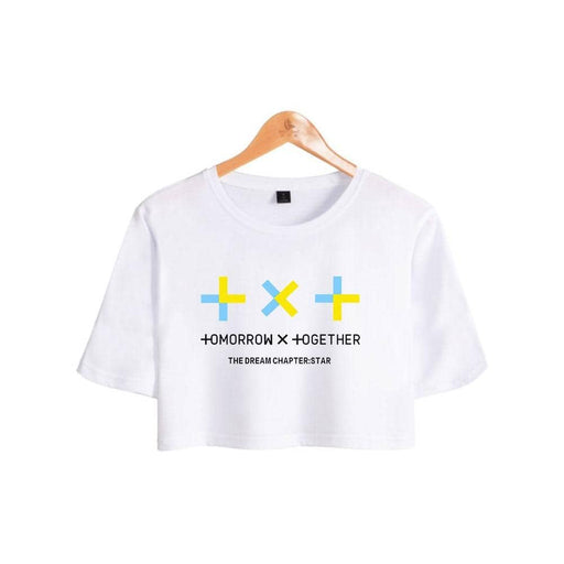 Kpop TXT TOMORROW X TOGETHER Group Logo YEONJUN Women Short T-shirt Pullover Sexy Tee - Kpopshop