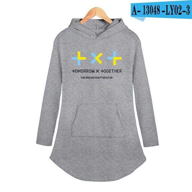 Kpop Newest Kpop TXT tomorrow together Tops Personality Sport Casual Hoodie Dress Summer Fashion Woman Party Night Long Square Up Streetwear that you'll fall in love with. At an affordable price at KPOPSHOP, We sell a variety of Kpop TXT tomorrow together Tops Personality Sport Casual Hoodie Dress Summer Fashion Woman Party Night Long Square Up Streetwear with Free Shipping.