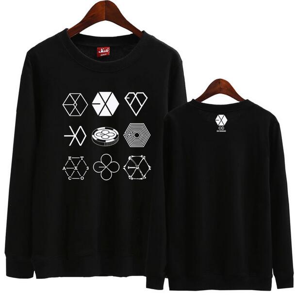 Exo Concert Same 9 Logos Printing O-Neck Sweatshirt